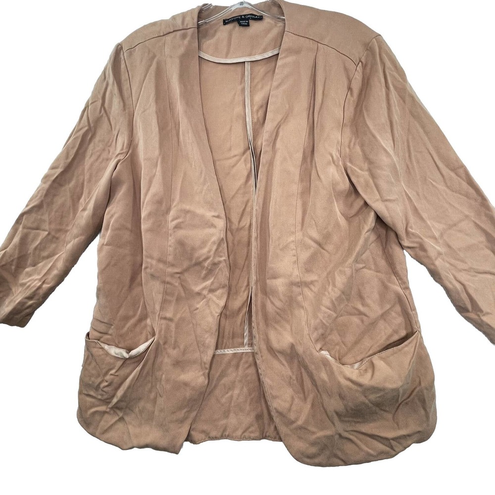 Harlowe & Graham Blazer Top Womens Medium‎ Light Peach Tencel Open Front